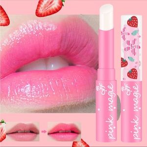 5/20$ if u bundle Pink Kawaii Lipstick Lip Balm Color Changing Strawberry HPx2
